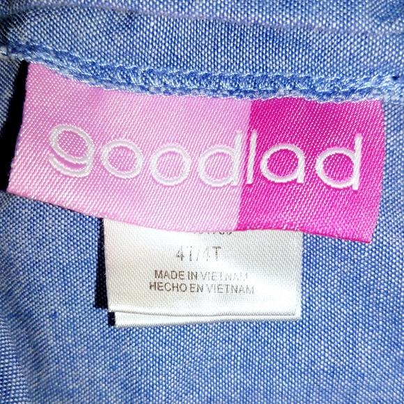 Good Lad Blue Denim Style Summer Dress w/Pink Embroidered Stars Girls Sz 4T EUC - Picture 8 of 8